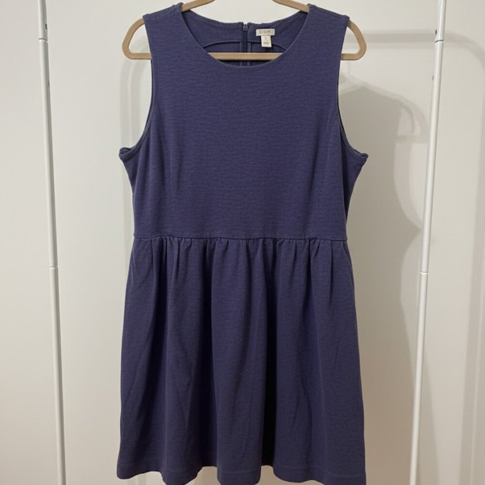J Crew Women's Navy Dress Sleeveless Pockets Knee Length Size L